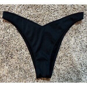 Hollister Swim Women's Ribbed High-Leg Cheekiest Bikini Bottom ~ Black ~ Medium